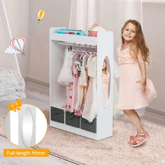 Large Dress up Storage w/Mirror, Kids Costume Organizer, Portable Closets with 3 Non-Woven Drawers, Kids Costume Closet