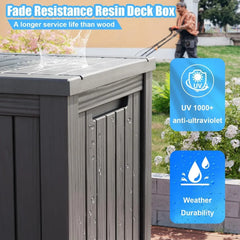 180 Gallon Lockable Resin Deck Box, Waterproof & UV-Resistant Outdoor Storage Box for Cushion & Delivery Storage, Coffee