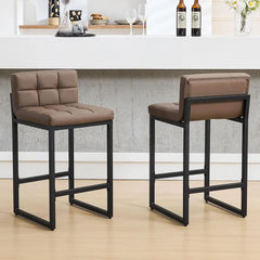 Counter Height Bar Stools Set of 4, Modern Counter Stools with Back and Thickened Metal Legs, Armless Bar Chairs for Kitchen