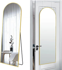 Door Hanging Full Length Mirror, Floor or Wall Mounted Metal Frame Arch Dressing Mirrors for Bedroom Bathroom Living Room