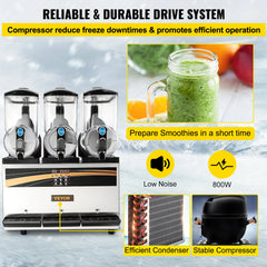 VEVOR 45L Slushy Machine Intelligent LED Control Panel Drink Dispenser Juicer Beverage Granizing Smoothie Maker for Commercial