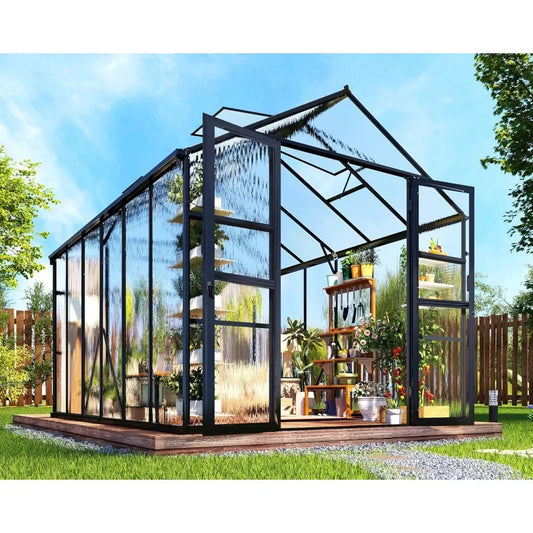 Greenhouse with Quick-Connect Fittings, Walk-in Greenhouse with 2 Swing Doors, Greenhouses for Outdoors for Garden Backyard