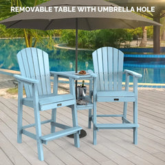Tall Adirondack Chairs Set of 2 with Removable Double Connecting Trays,Adirondack  Bar Stools  Poly  Deck  Chair
