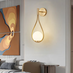 19" Set of 2 Modern Golden Wall Sconces with Opal Glass Globe, Mid-Century Design, Luxury Wall Lights for Bedroom(No Bulb)