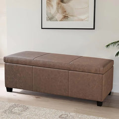 47 Inch Storage Ottoman, Faux Leather Storage Bench Bedroom Bench with Safety Close Hinge, Ottoman with Storage