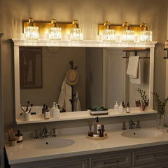 Elegant Crystal Vanity Light Fixtures 3-Light Wall Sconces for Bathroom Mirror Gold Modern Wall Mount Lanterns Wall Lamp