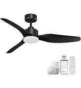 52 "Smart Low Profile ceiling Fans with Lights Remote,Quiet DC Motor,Outdoor Indoor Flush Mount Fan,Control WIFIAle