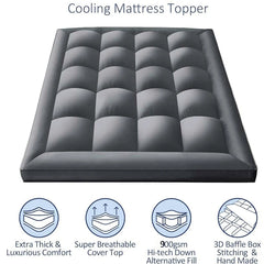 Mattress Topper Extra Thick Mattress Pad Cover for Back Pain Cooling Mattress Protector Overfilled Down Alternative Filling