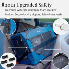 Cat Carrier for 2 Cats, Collapsible Soft Sided Pet XL Crate for Large Mudium Car Travel Portable Bag for Long Trips Ride