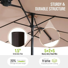 Patio Outdoor Table and Chairs Set with Umbrella Beige, Patio Dining Sets for 6, 7 Pieces Patio Table Set Clearance