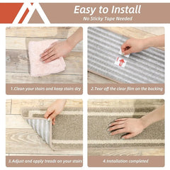 Soft Stair Treads Non-Slip Carpet Mat 28inX9in Indoor Stair Runners for Wooden Steps,Stair Rugs for Kids and Dogs,