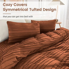 Duvet Cover Queen Size, Navy 3 Pieces Boho Tufted Duvet Cover Set, Soft and Lightweight Microfiber Comforter Cover Set
