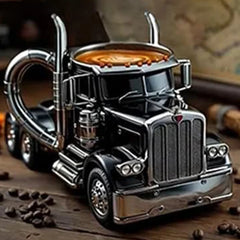 200-250ml Funny Semi-Truck Coffee Mugs Stainless Steel Drinkware Cups Handcrafted Water Bottle Resin Beer Mug for Novelty Gift