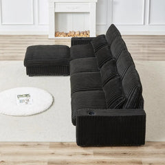 128'' Oversized L-Shaped Modular Sectional Sofa with Cup Holders & Charging Port