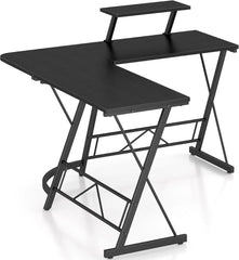 L Shaped Gaming Desk Corner Computer Desk, Home Office Desks Writing Workstation with Large Monitor Stand, Easy to Assemble