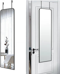 Door Hanging Full Length Mirror, Floor or Wall Mounted Metal Frame Arch Dressing Mirrors for Bedroom Bathroom Living Room