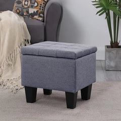 Hinged Storage Ottoman Set of 3, 38'' Living Room Storage Bench with Thick Seating, 2pcs Small Square Dorm Stool