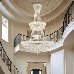 Large Crystal Chandelier Light fixtures -19-Light High Ceiling Hanging Chandeliers,3-Layers Luxury Chandeliers for High Ceilings