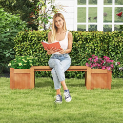 Outdoor Bench  Wood Raised Garden Bed with Open Base, Weather-Resistant Deep Planter Boxes for Flowers Fruit Vegetable