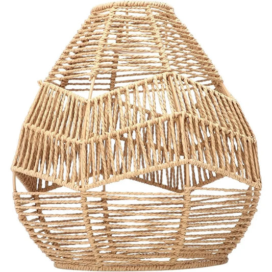 1Pc Woven Rattan Pendant Lamp Chandelier Cover Hemp Rope Lampshade Wicker Pendant Light Shade for Livingroom
