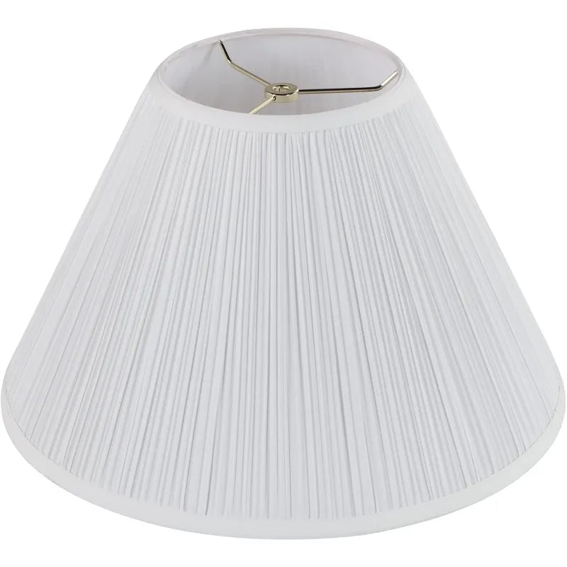 Mushroom Shaped Pleated Traditional Spider Construction Lamp Shade, White, 7" Top X 17" Bottom X 13" Slant Height