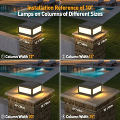 Solar Post Lights Outdoor Waterproof, Porch Fence Cap Aluminum Deck Lamp for Flat Garden Decor with IP54 Waterproof E26 Bulb