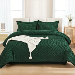 Andency California King Comforter Set Dark Emerald Green - 7 Pieces Bed in a Bag Cal King Beddding Comforter Sets, Tufted Lightw