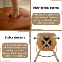 PU Leather Swivel Counter Stools Set of 2, Modern Button Tufted 26" Seat Height Low Bar Stools with Wooden Legs Upholst
