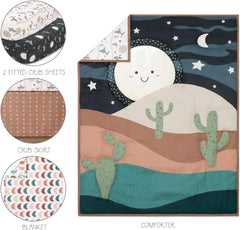 5 Piece Baby Crib Bedding Set for Boys & Girls - Newborn, Infant & Toddler Nursery Bed Set Decor with Fitted Crib Sheets Blanket