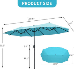 13Ft Large Patio Umbrella With Base Outdoor Double-Sided Market Extra Large Table Umbrella Outdoor Patio Easy Crank for Yard