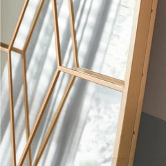 Oversized Gold Metal Frame Diamond Windowpane Classic Floor Mirror (70 in. H x 29 in. W),suitable for rooms, bedrooms, bathrooms