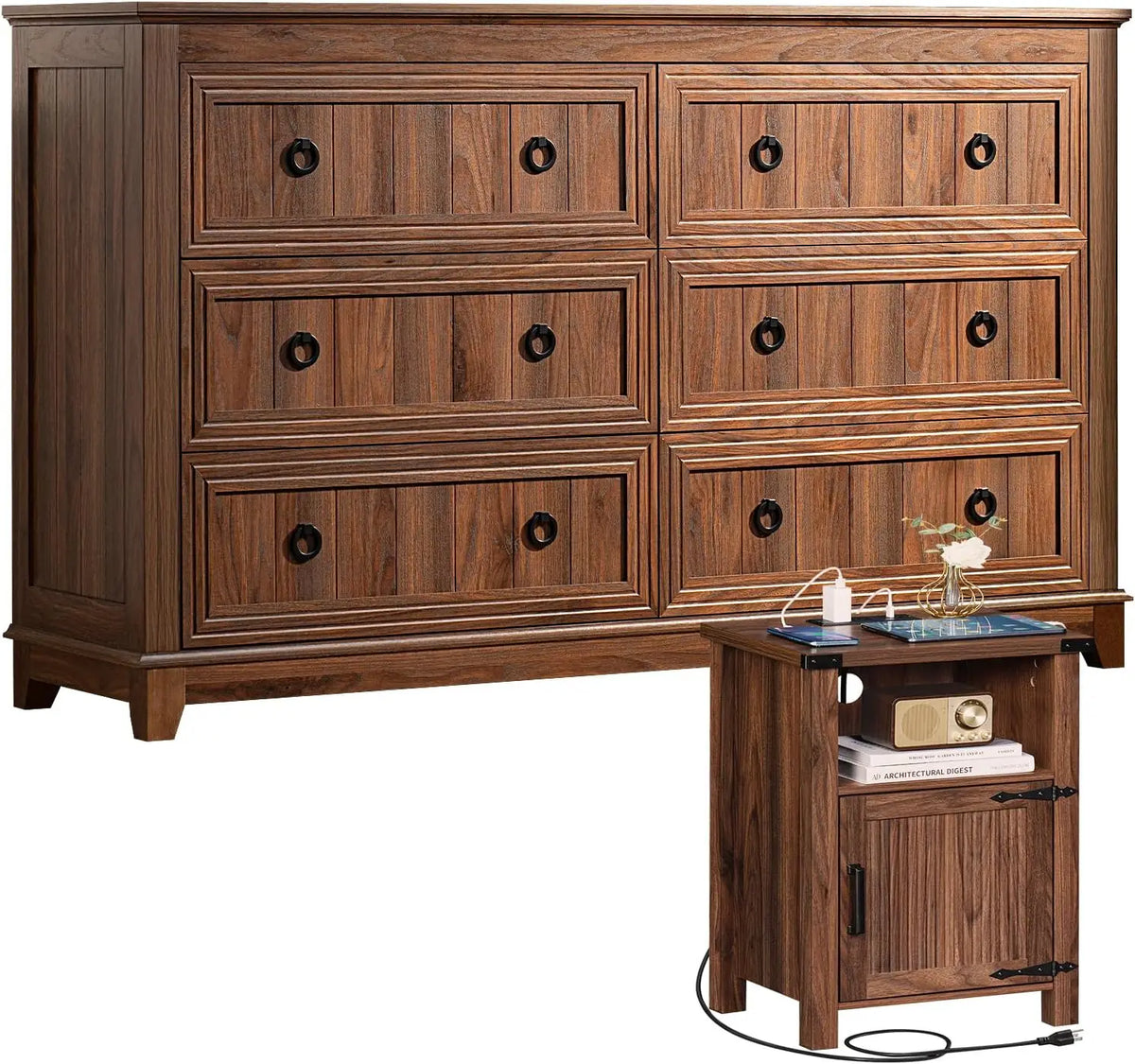 Farmhouse Dresser and Nightstand sets.54" Dresser and Nightstand Set for Bedroom, Living Room