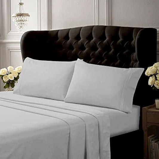 King Bed Sheet Set, Crisp and Smooth Egyptian Cotton Percale Solid Sheets and Pillowcase Set, Extra Deep Pocket, 350 Thread Co