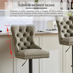 Velvet Swivel Bar Stools Set of 4 with Upholstered Back, Adjustable Counter Height Barstools, Bar Chairs for Home Bar Kitchen