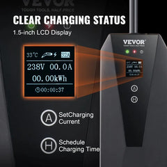 Level 2 Portable EV Charger 32 Amp 240V Electric Vehicle Charger with 28 ft Charging Cable NEMA 1450P Plug 16 20 24 32A Adjust