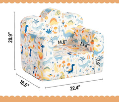 Cloud-Like Comfy Printed Kids Sofa Toddler Reading Chair with Washable Cover Carrying Handle