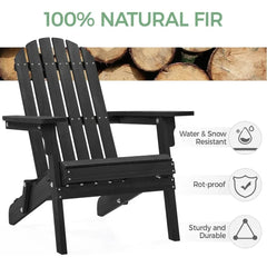 300LBS Solid Wood Folding Adirondack Chair Set of 5 Outdoor,Weather Resistant,Fire Pit Lounge Chairs for Garden,Black