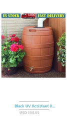 40 Gallon Flat Back Rain Barrel Durable Resin Eco-Friendly Water Collector Brass Spigot Rainwater Harvesting System Outdoor