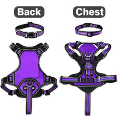 Pet Harness Collar and Leash Set All-in-one Reflective Dog Harness No Pull with Adjustable Buckles for Puppies Small Medium