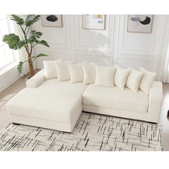 Oversized Two-Piece  Couches,  L Shaped Sofa, Corduroy, Left Chaise Daybed,with Armrests,Eight Throw Pillows,Corner Sofa
