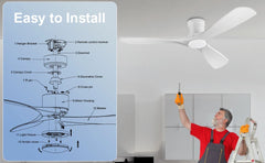 52 "Smart Low Profile ceiling Fans with Lights Remote,Quiet DC Motor,Outdoor Indoor Flush Mount Fan,Control WIFIAle