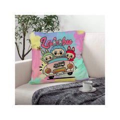 Funny Labubu Throw Pillow Cover, The Monsters Decorative Square Pillowcase Throw Cushion Case for Bedroom,Living Room,18x18 Inch