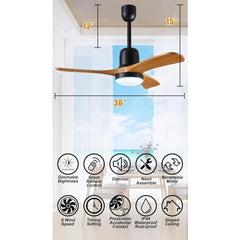 Outdoor Gazebo Fan,36 Inch,Moisture Resistant Outdoor Ceiling Fan with Dimmable Light,Memory Remote,Outdoors Ceiling Fan Lights
