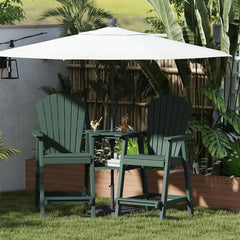 Tall Adirondack Chairs Set of 2,Recycled Poly Balcony Chair with Double Connecting Tray Patio Stools Weather Resistant