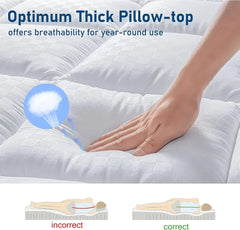 Washable Mattress Pad Quilted Fitted Mattress Protector Cotton Top Stretches up 8-21" Deep Pocket Cooling Mattress Topper Cover