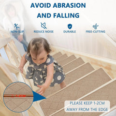 Stair Treads for Wooden Steps Indoor,15 Pack 8"X30"Non Slip Carpet Stair Treads with Reusable Adhesive for Kids Elders and Dogs