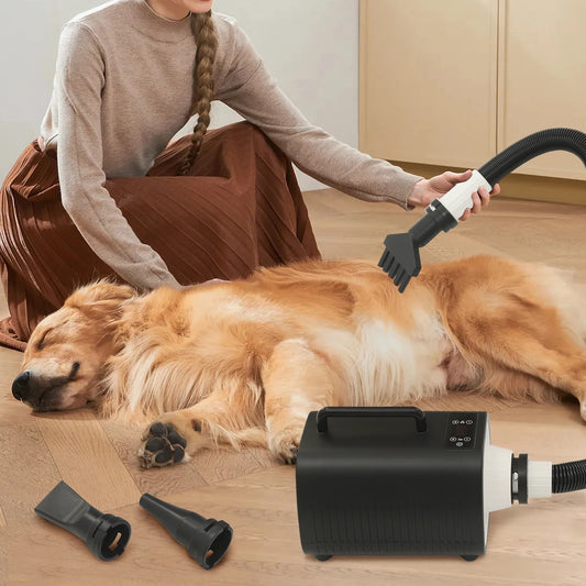 Professional Pet Hair Dryer for Dogs & Cats, 2100W High-Speed Blower, Adjustable Temp & 9 Speed Settings, with LED Display