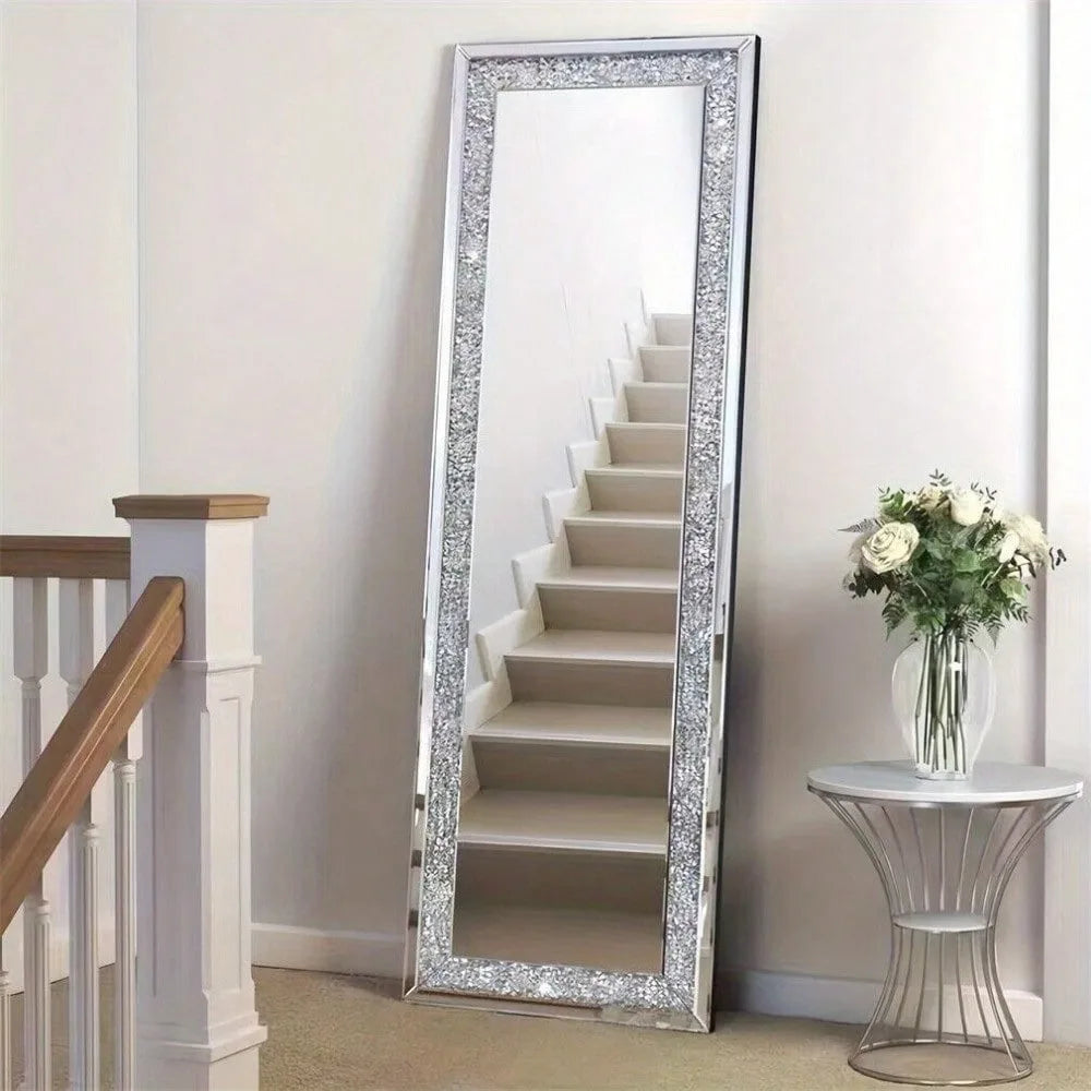 XXXL Large Charming Diamond Wall Mirror Crushed Crystal Long Full Length Mirror