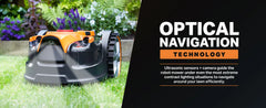 Perimeter Wire Free Robot Lawn Mower Cuts Small Lawns 1000-2000 Square Feet with Optical Navigation, Obstacle Avoidance