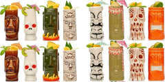 Hard-Carved and Hand-Painted Tiki Mugs Assorted Cocktail Set Party Event Mugs Drinkware, Cute Exotic Cocktail Glasses